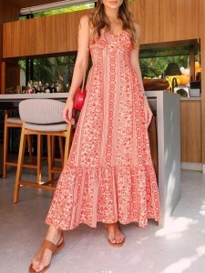 Paisley print halter dress