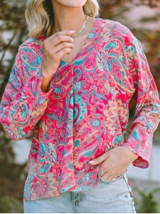 PAISLEY V NECK SHIFT CASUAL BLOUSE