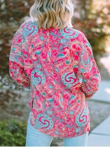 PAISLEY V NECK SHIFT CASUAL BLOUSE