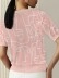 Pink abstract print crew neck pullover knit top