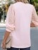 Pink V-neck elegant see-through jacquard patchwork shirt