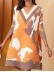 Print Pleated Casual Loose Slim Temperament Commuter Mini Dress