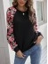 Printed patchwork casual round neck long-sleeved sweatshirt