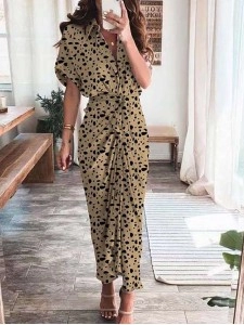 Printed pleated irregular strap dress