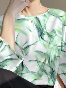 Printed satin shirt for women