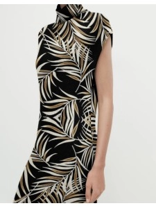 Printed turtleneck sweater with short sleeves