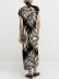 Printed turtleneck sweater with short sleeves