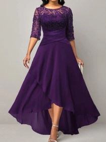 Purple lace patchwork dress dress