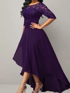 Purple lace patchwork dress dress