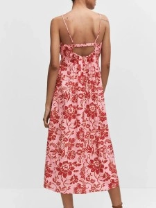 Red halter waist dress for women