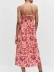 Red halter waist dress for women