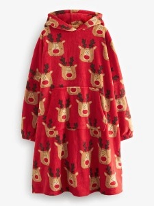 Red Reindeer Womens Oversized Blanket Hoodie