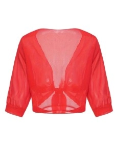 Red simple chiffon cardigan smock
