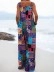 Retro ethnic style cotton and linen romper overalls