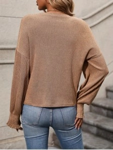 Ribbed Solid Crew Neck T-Shirt,