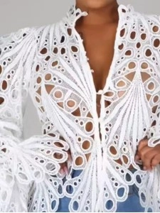 Ripped Sexy Flared Sleeve Breathable Women's Tops