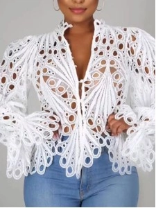 Ripped Sexy Flared Sleeve Breathable Women's Tops