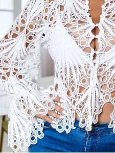 Ripped Sexy Flared Sleeve Breathable Women's Tops