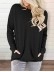 Round neck baton long sleeve pocket solid color loose T-shirt