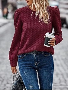 Round neck bubble long sleeve top air Fried Dough Twists sweater