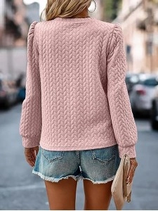 Round neck bubble long sleeve top air Fried Dough Twists sweater