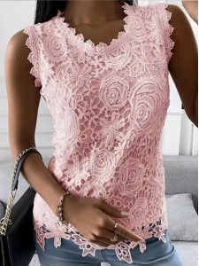 round neck lace vest top