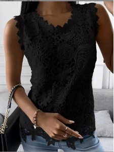round neck lace vest top