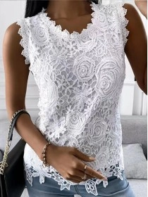 round neck lace vest top