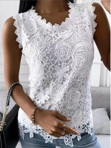 round neck lace vest top