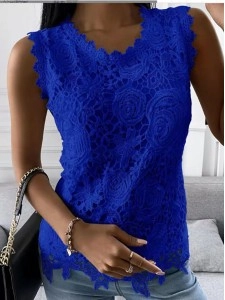 round neck lace vest top