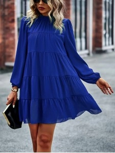 round neck long sleeve loose dress