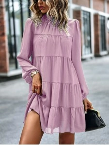 round neck long sleeve loose dress