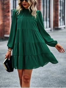 round neck long sleeve loose dress