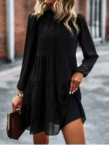 round neck long sleeve loose dress