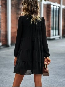 round neck long sleeve loose dress