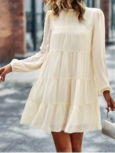 round neck long sleeve loose dress