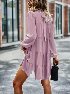 round neck long sleeve loose dress