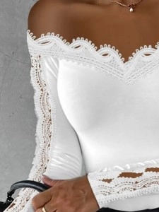 Sexy one-shoulder lace T-shirt top