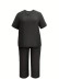 Short sleeve V-neck cotton linen top pant suit