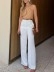Simple cross halter + wide leg pants 2 piece set