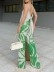 Simple print halter + wide-leg trousers 2-piece set