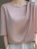 Simple satin shirt with crew neck pull-over