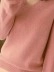 Simple sweater with pink V-neck pullover