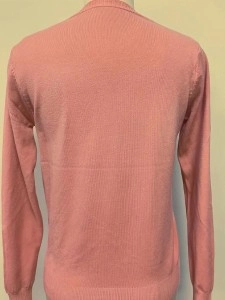 Simple sweater with pink V-neck pullover