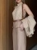 Simple women's halter top + patchwork wide-leg pant suit