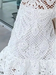 SINCERELY SWEET CROCHET LACE PETAL TRIM MINI DRESS
