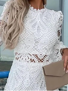 SINCERELY SWEET CROCHET LACE PETAL TRIM MINI DRESS