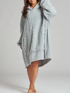 Soft plush large hoodie for home wear