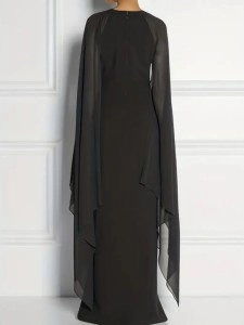 Solid color chiffon cape shawl dress dress elegant dress