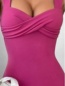 Solid Color Fashion Knitted Sexy Suspender Dress